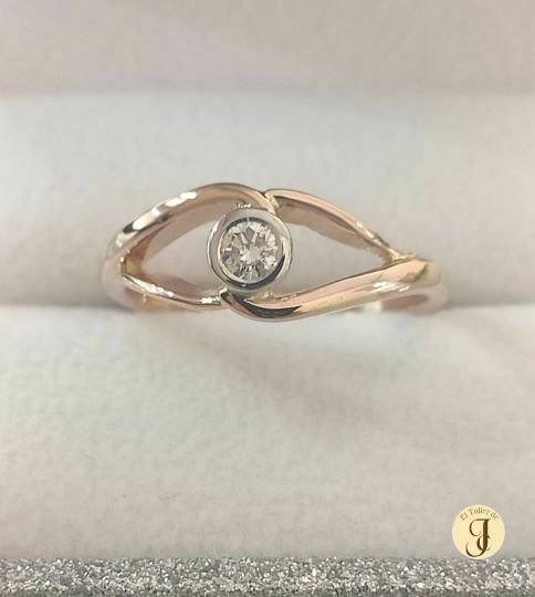 Sortija con diamante oro rosa