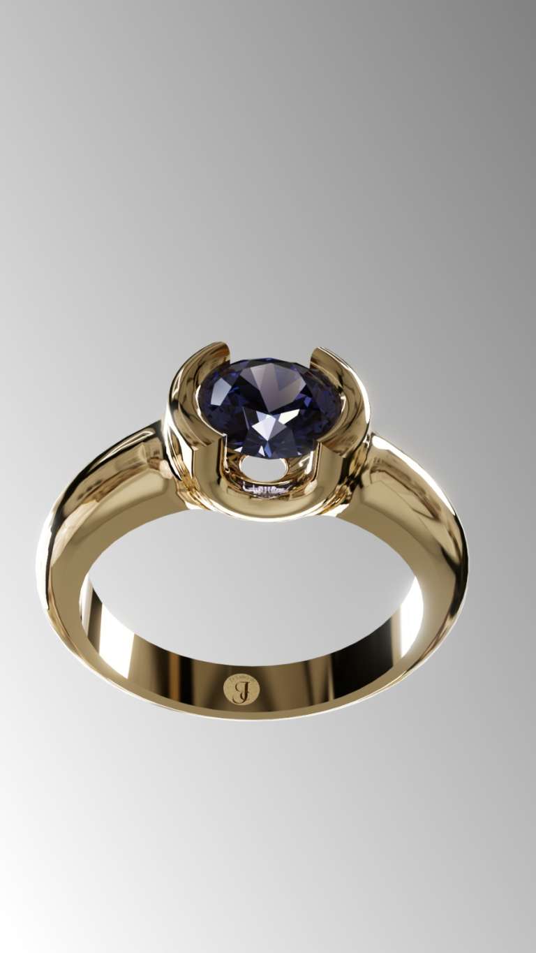 Solitaire in yellow gold with a tanzanite gemstone