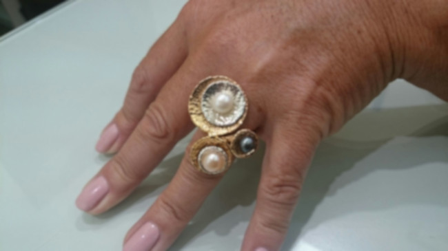 Anillo plata con perlas